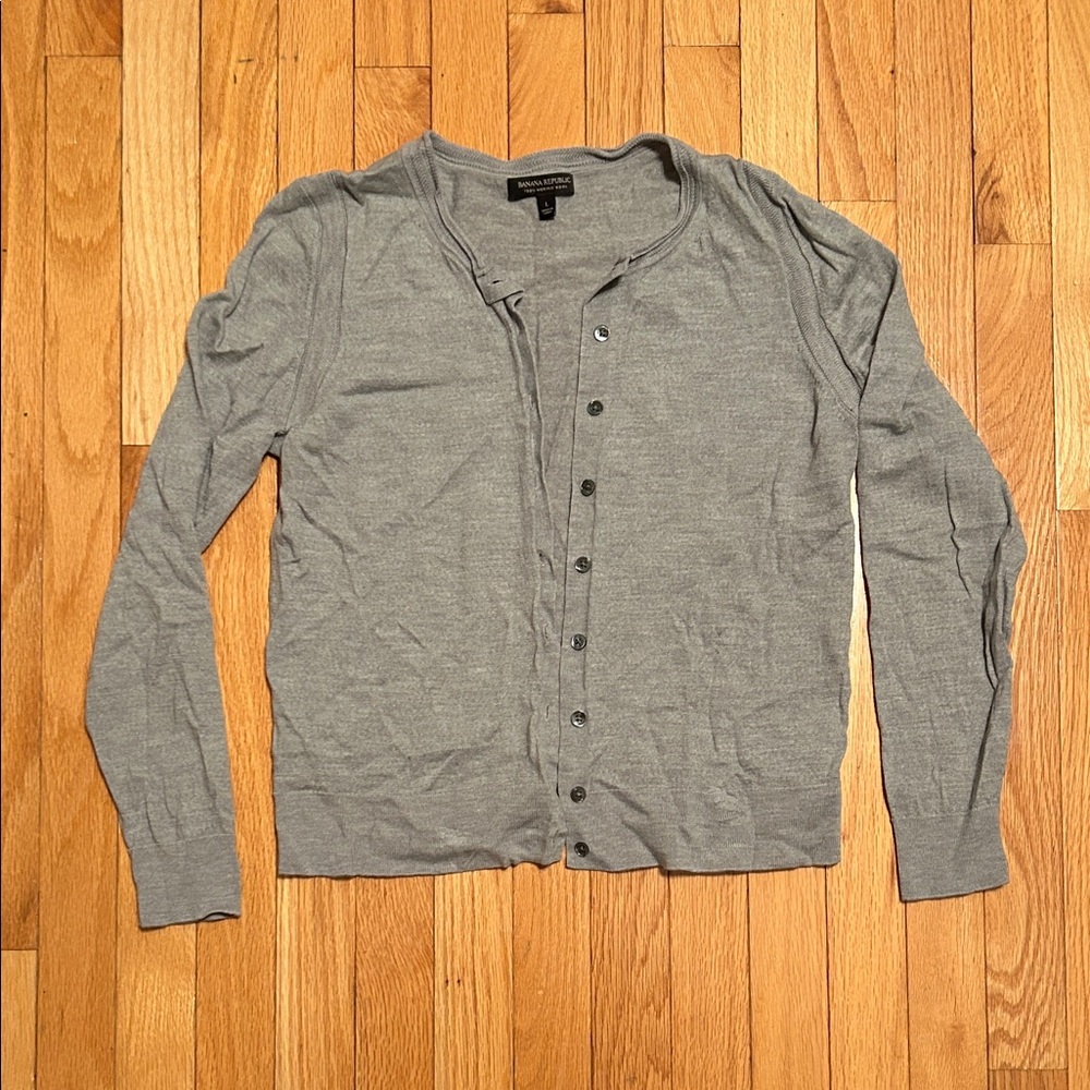 Banana Republic Gray Button-Up Cardigan